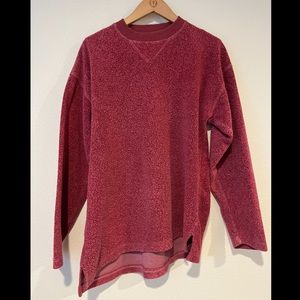 Bugle Boy Vintage Fleece Sweatshirt Medium Large Angled Cut Red